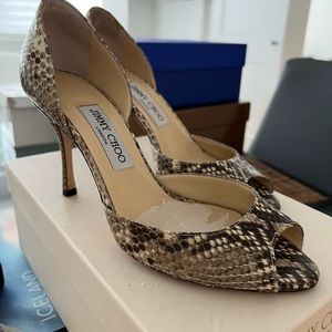 Jimmy Choo metallic print leather.